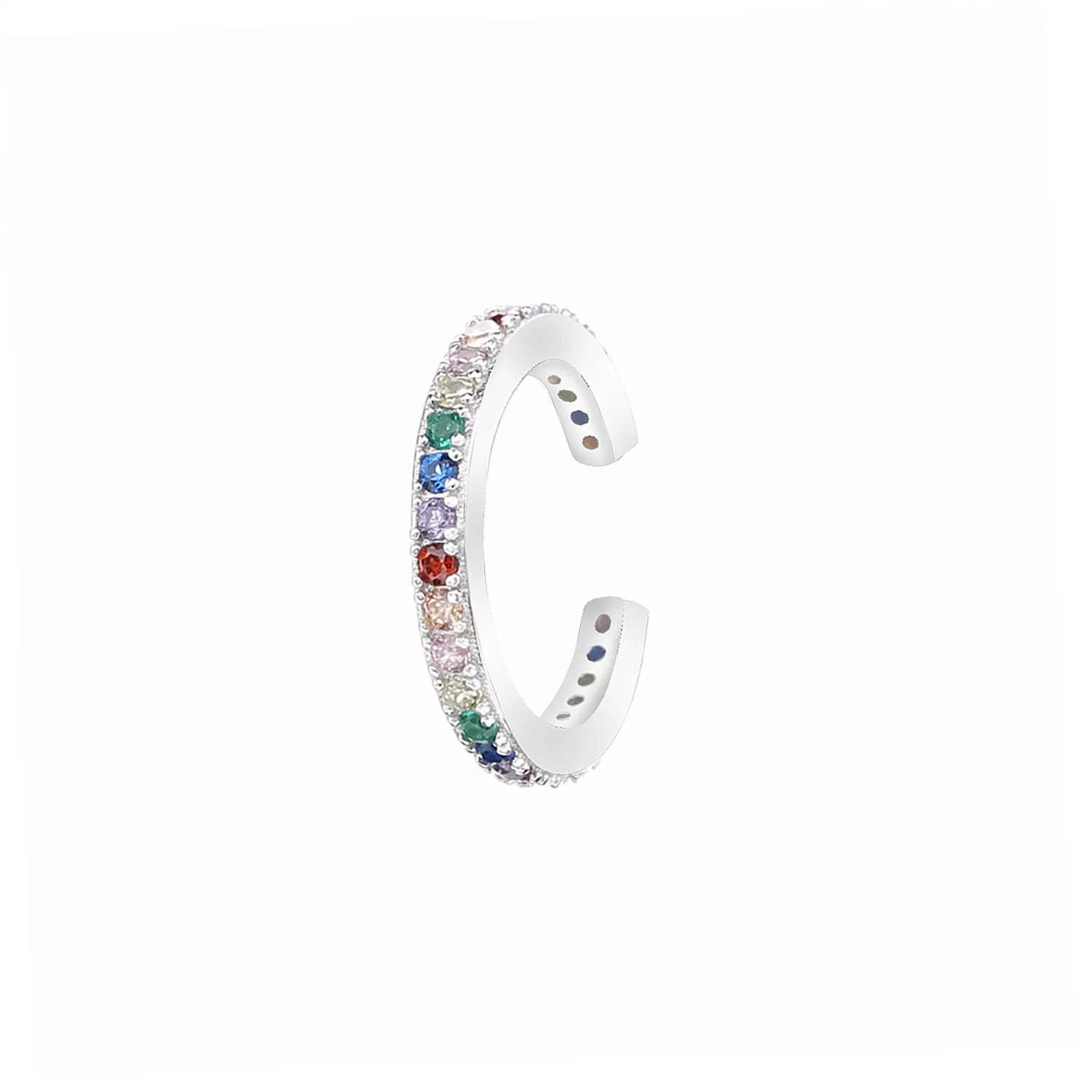 Женские сережки без пирсинга, серебряные, 925 пробы - Окраска металла: Rainbow Ear Cuff