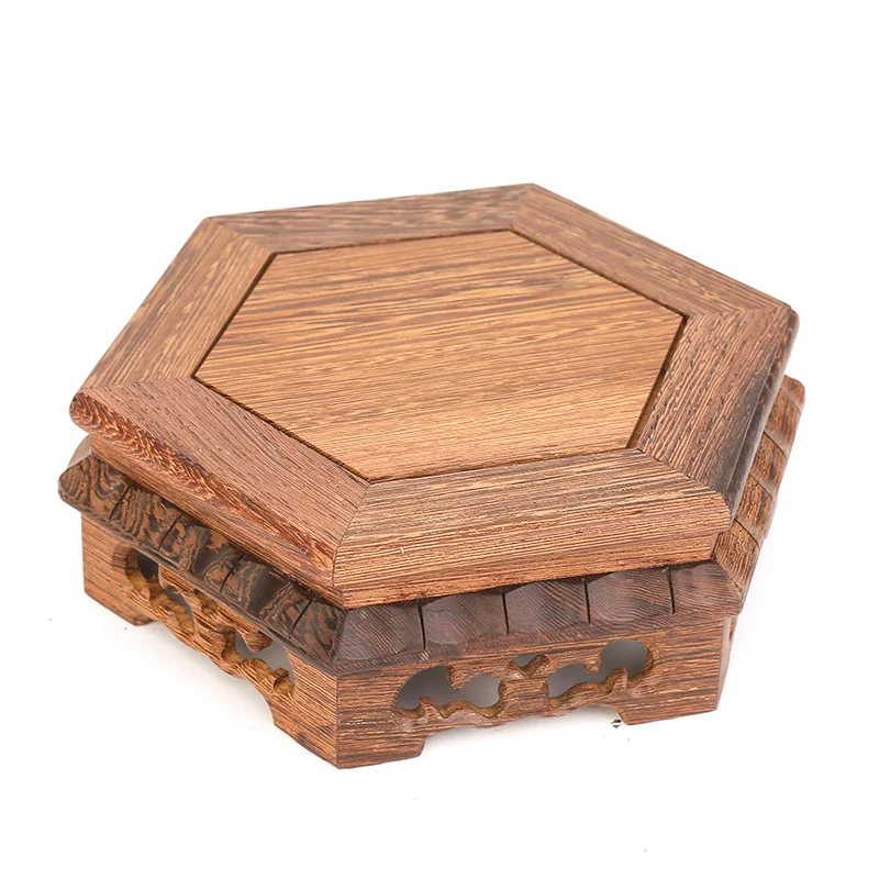 12-19.7cm Diameter Wenge Wood Mahogany Base hexagon base teapot ornaments incense Buddha flowers vase flowerpot rack | Дом и сад