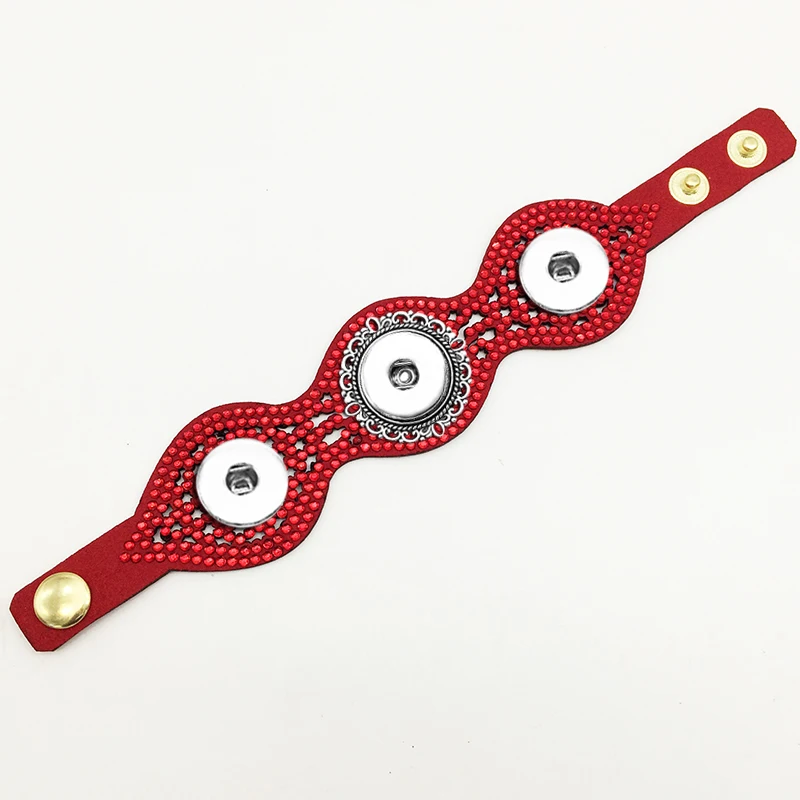 New 3 button Korean velvet crystal snap bracelet GJ5701 (fit 18mm 20mm snaps) | Украшения и аксессуары