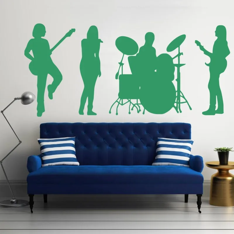 DIY ПВХ Muscis лента с барабаном и гитарой Настенная Наклейка крутая стена