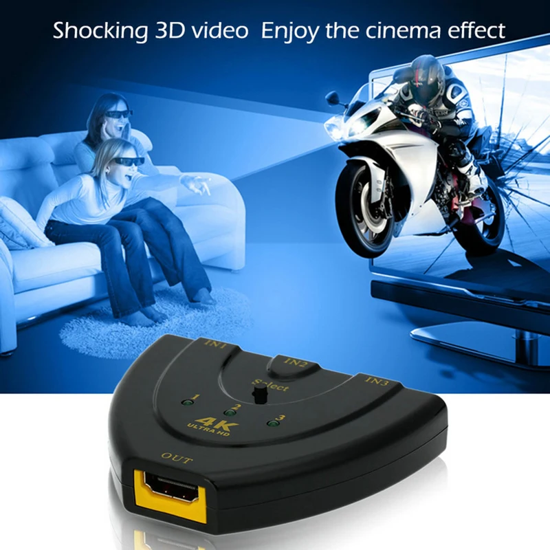 DZLST HDMI разветвитель 3 в 1 выход порт концентратор HDMI коммутатор мини 3 порта 1080P 4 к* 2 к 3D 1.4b коммутатор для DVD HDTV Xbox PS3 PS4
