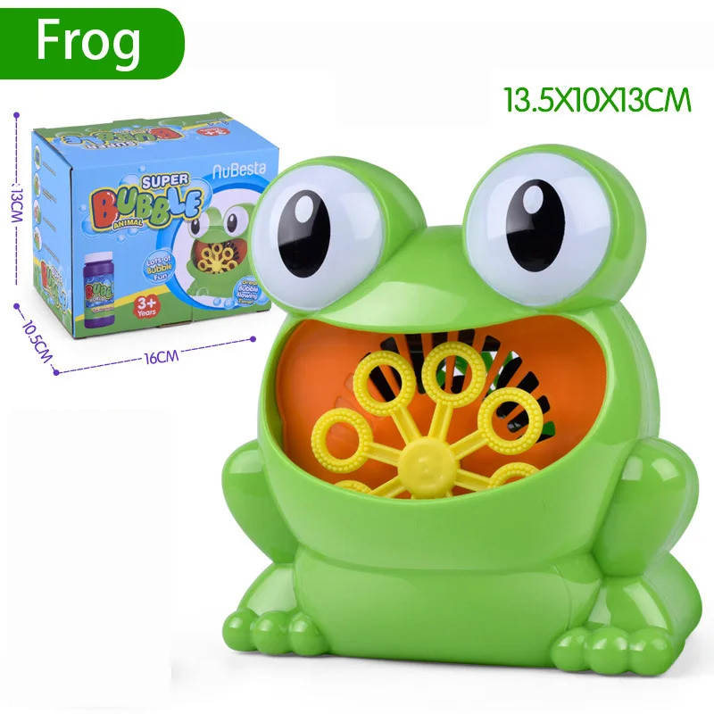 frog With box Наружная пузырьковая машина воздуходувка пистолет лягушка крабы для маленьких детей Ванна Для Купания Мыло Вода игрушки для детей с музыкой - Цвет: frog With box