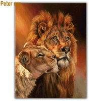 diamond painting diy square or round diamond embroidery full mosaic cross stitch living room decoration male and female lion