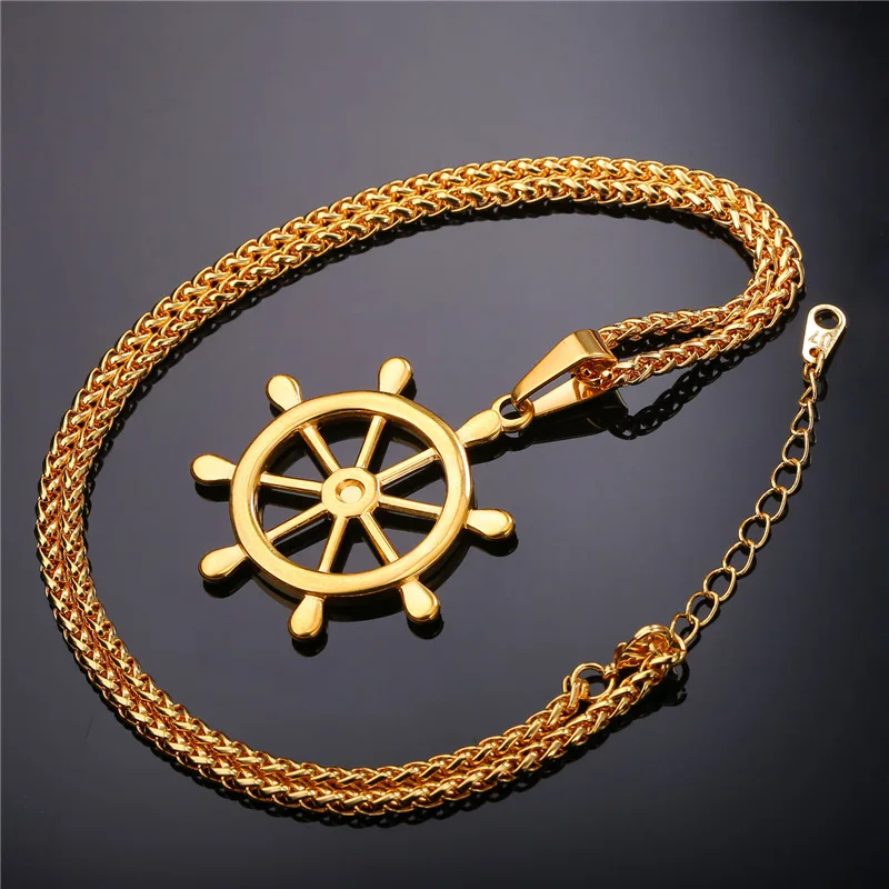 Рулевой руль ювелирные подвески подарок Винтаж нержавеющая сталь/золотой цвет