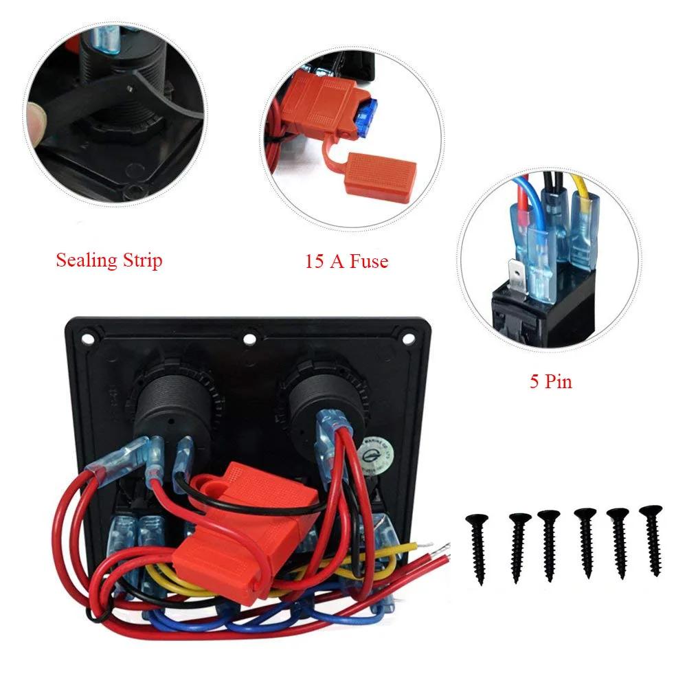 4 Gang цепи синий светодиод кулисный переключатель Панель 12 24V Dual USB Порты и разъёмы