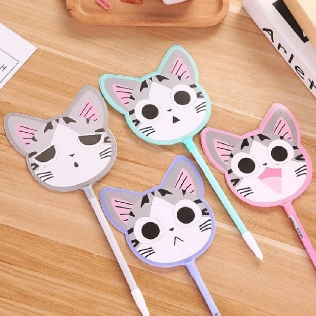 1Pcs Random cat Мультфильм каваи Лось кактус кошка вентилятор гелевая ручка прекрасный цветок школьные канцелярские принадлежности Розовая пантера подвеска «Единорог» офисные поставки вещь подарок - Цвет: 1Pcs Random cat