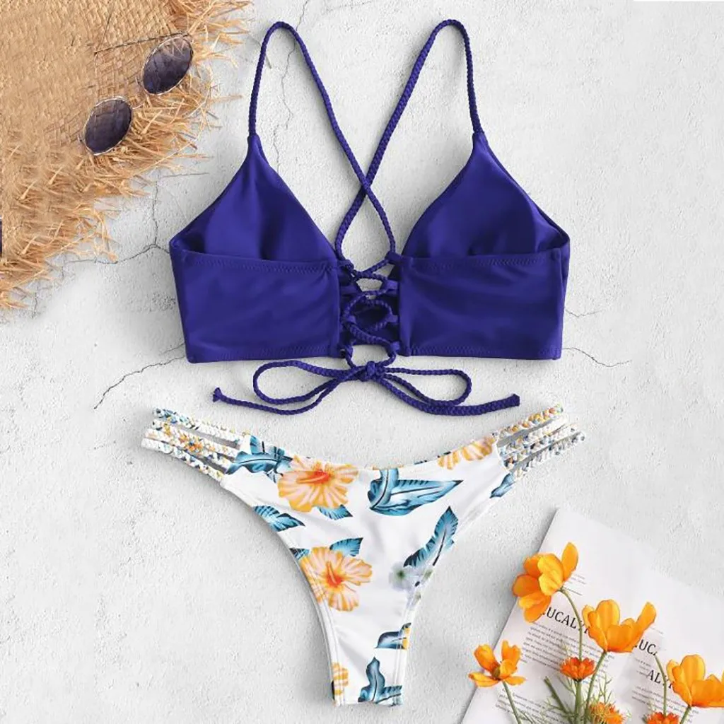 2019 Women's Swimming Suit Sexy Bikini Swimsuit Swimwear Cut Flower Two Piece Push ups Beachwear | Спорт и развлечения