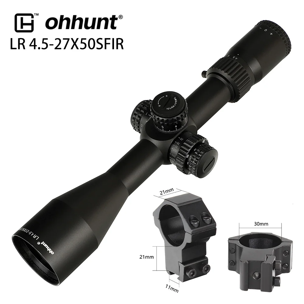 High Dovetail Rings Охота LR 4.5-27X50 SFIR прицел Мил Дот Стеклянная травленая сетка Боковой параллакс Тактические оптические прицелы Блокировка турели визир диоптр - Цвет: High Dovetail Rings