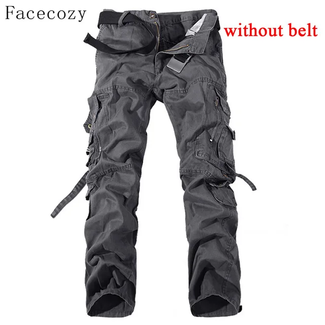 grey Facecozy мужские осенние военные уличные брюки мужские ветрозащитные свободные стильные охотничьи спортивные брюки размера плюс - Цвет: grey