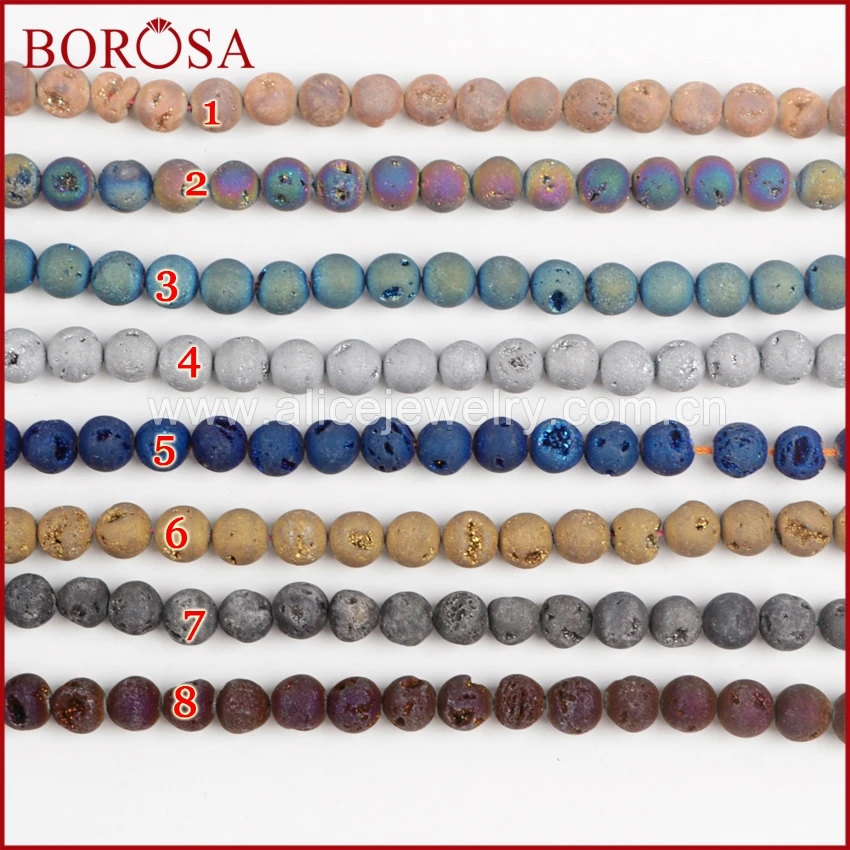 BOROSA Drusy Druzy 10 мм круглый Радужный цвет натуральный камень Титан Geode бусины для