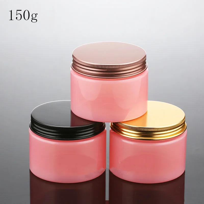 

150ml Pink Cream Jar Makeup Container With Aluminum Screw Cap, 150g Empty Cosmetic Containers,Homemade Solid Perfume Container