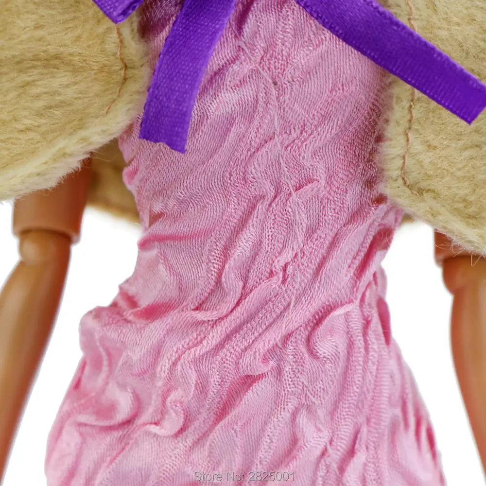 Handmade Princess Dress Wedding Party Dinner Mini Gown Pink Skirt With Brown Shawl Clothes For Barbie Doll Accessories Baby Toys | Игрушки и