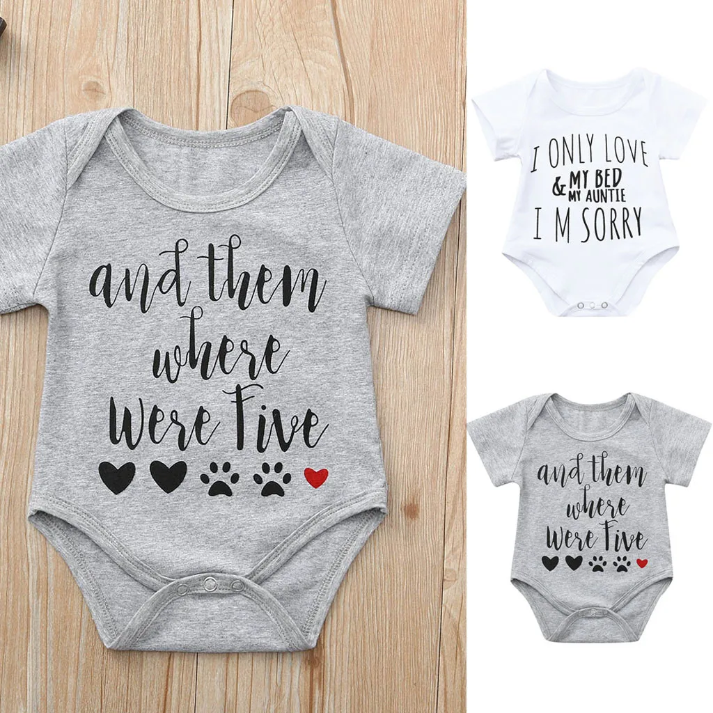 Детские летние комбинезоны с коротким рукавом и буквенным принтом | Мать ребенок