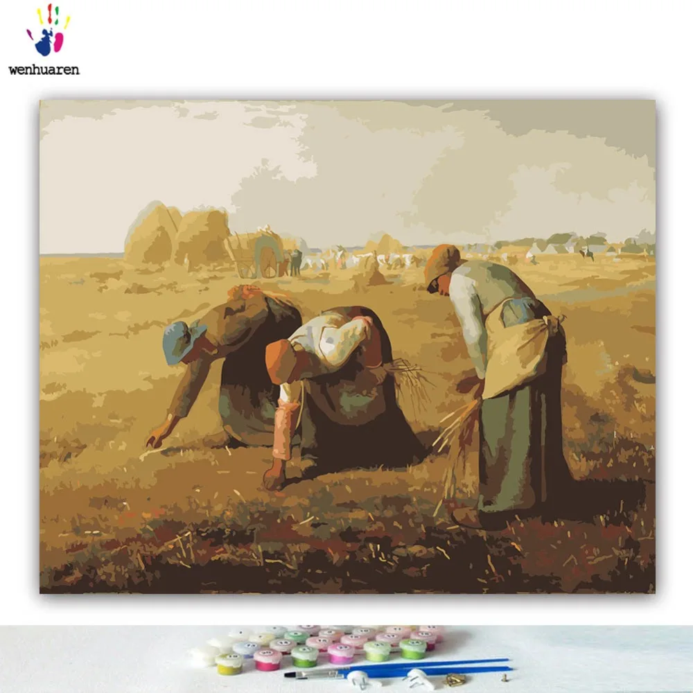 DIY картинки для раскраски по номерам с цветами The Gleaners Jean-Francois Millet картина