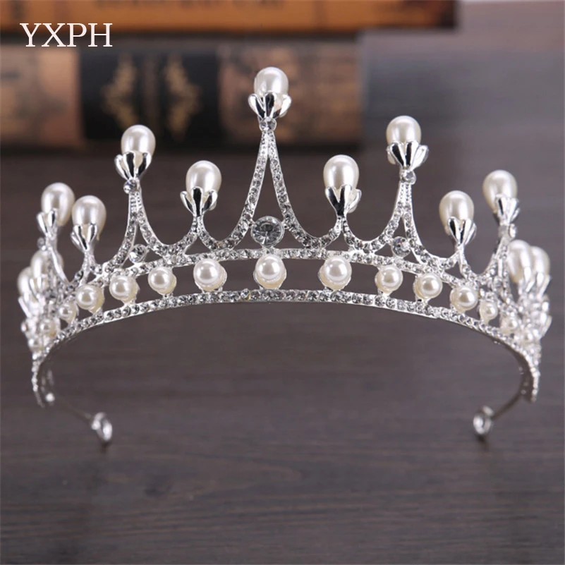 Yxph новая невеста головной убор Белый Жемчуг Корона Для женщин Элегантные