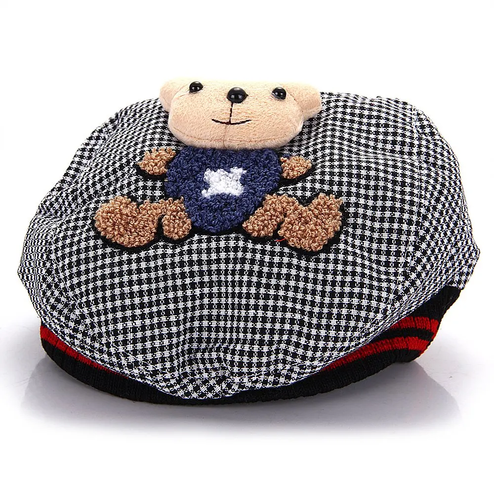 WOTT Hat Beret Cap tiles Black and white plaid for infant baby girl boy | Детская одежда и обувь