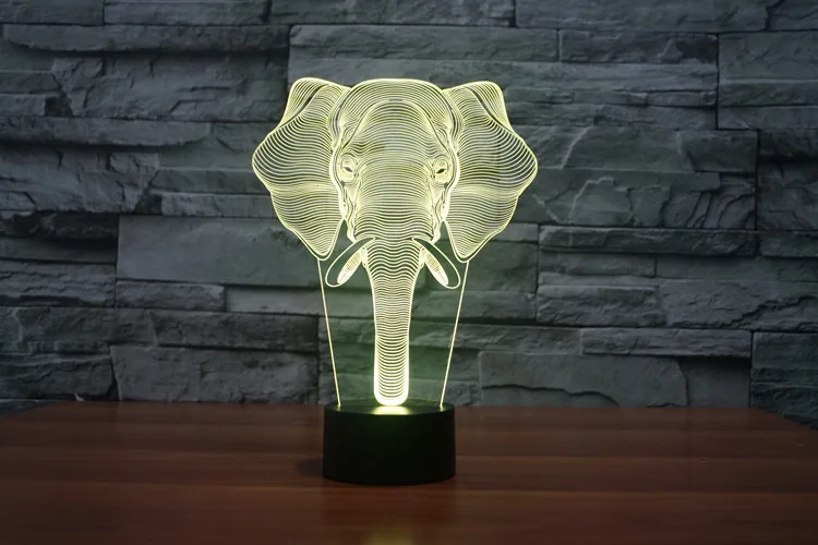 3D лампа ночник семь цветов Животные Многоцветный RGB лампа Рождественский Декор Детский подарок игрушки сенсорный пульт дистанционного управления настольная лампа - Испускаемый цвет: elephant
