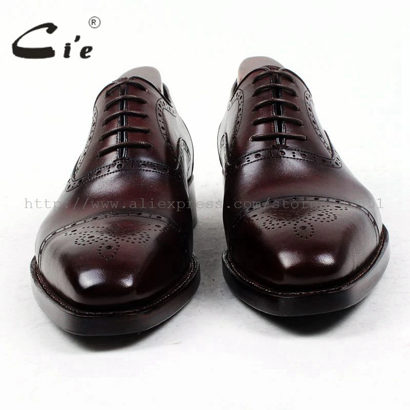 Мужские туфли оксфорды ручной работы cie темно коричневые из телячьей кожи с