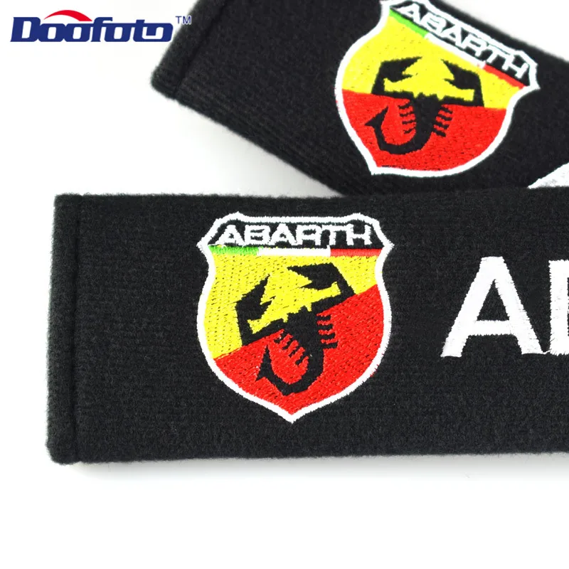 Doofoto Чистый хлопок логотип для ремня безопасности крышка подходит Fiat Punto Abarth 500 Stilo