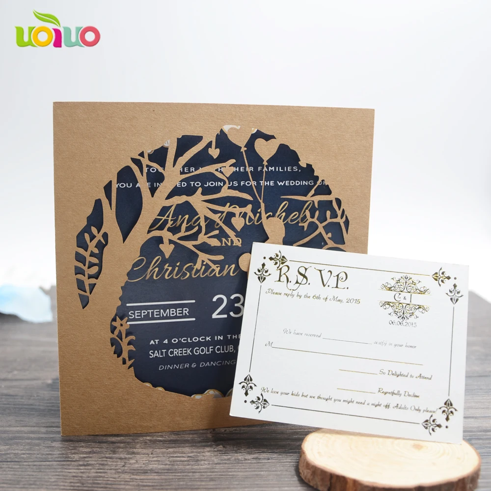 Cheap price china wedding invitation card laser cut bride groon engagement with printing rsvp | Дом и сад
