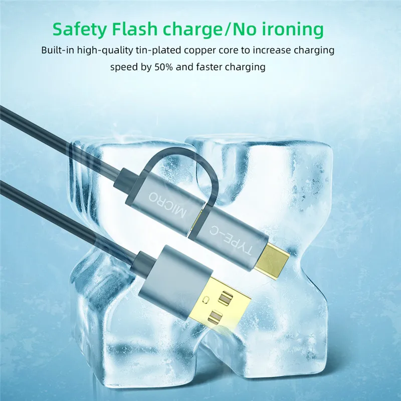 2 в 1 USB кабель для передачи данных Micro usb type C кабель для зарядного устройства для samsung Быстрая зарядка мобильный кабель для зарядки телефона для Xiaomi huawei Honer