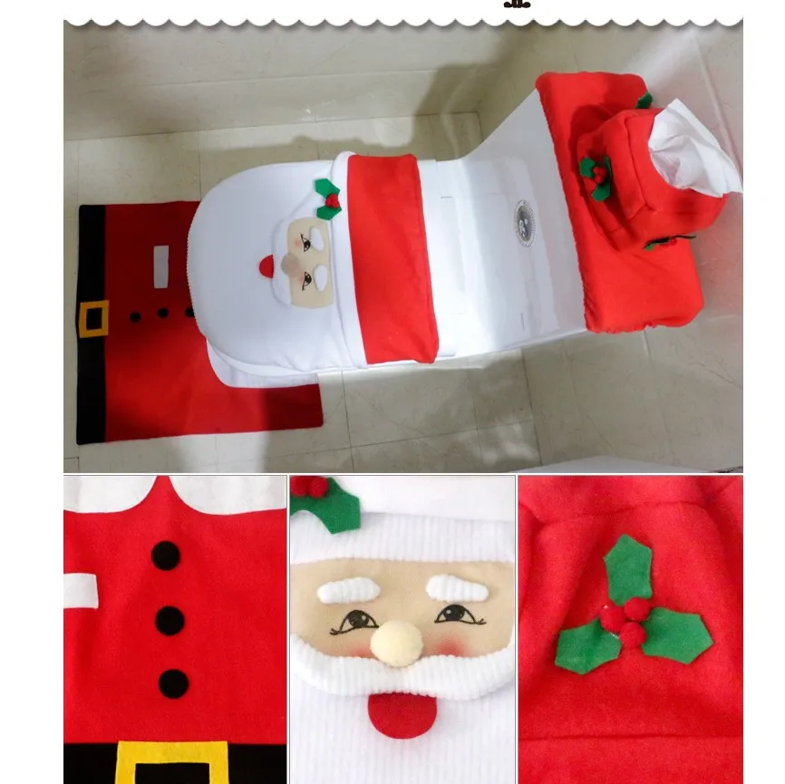 Экологичный коврик для ног унитаза крышка сиденья 3 шт. рождественские украшения