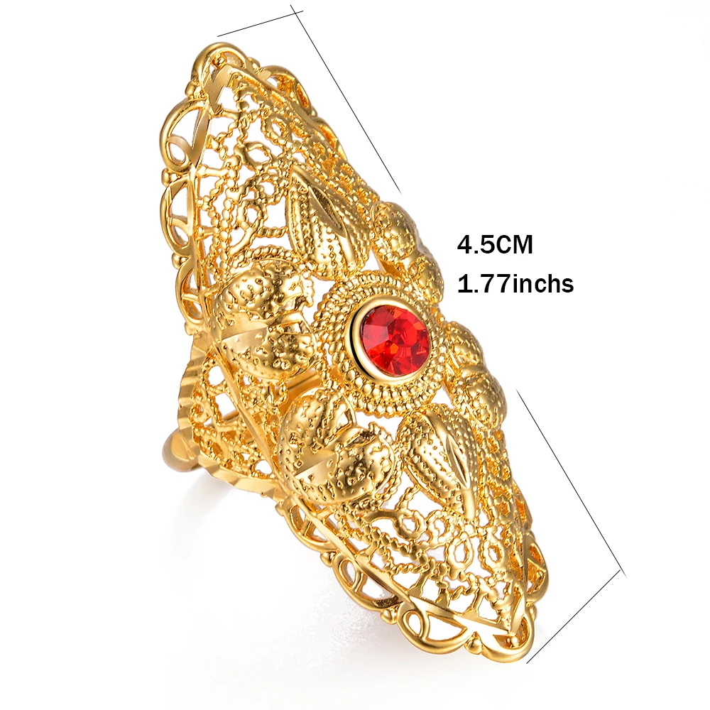 Женское классическое обручальное кольцо WANDO золотистое с красным камнем в стиле