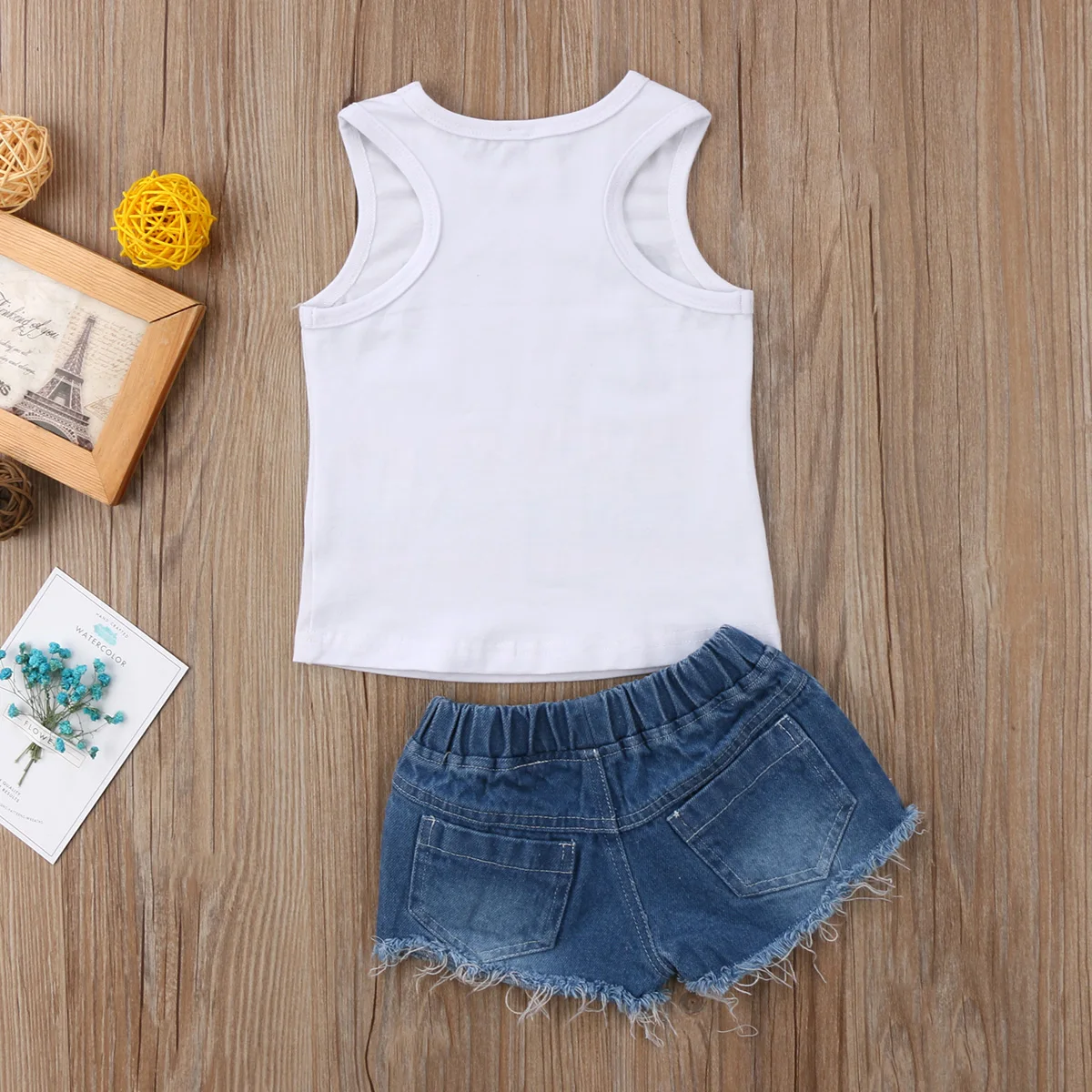 Комплект из 2 предметов для маленьких девочек хлопковый жилет без рукавов с