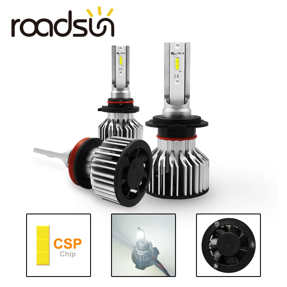 Roadsun для автомобильных фар Светодиодный H4 H7 H1 H11 HB2 H8 9005 HB3 HB4 9006 светодиодные фары
