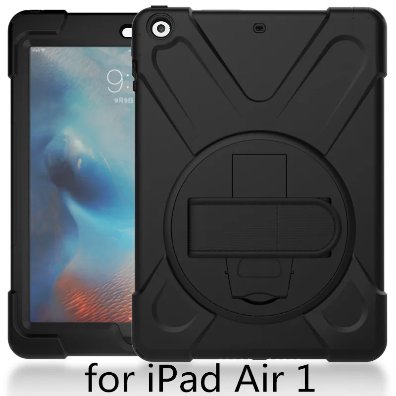 Чехол для Apple 2013 iPad Air 1: A1474'A1475'A1476. YCJOYZW-детский безопасный противоударный защитный мягкий силиконовый+ жесткий чехол - Цвет: Black-haidao-5
