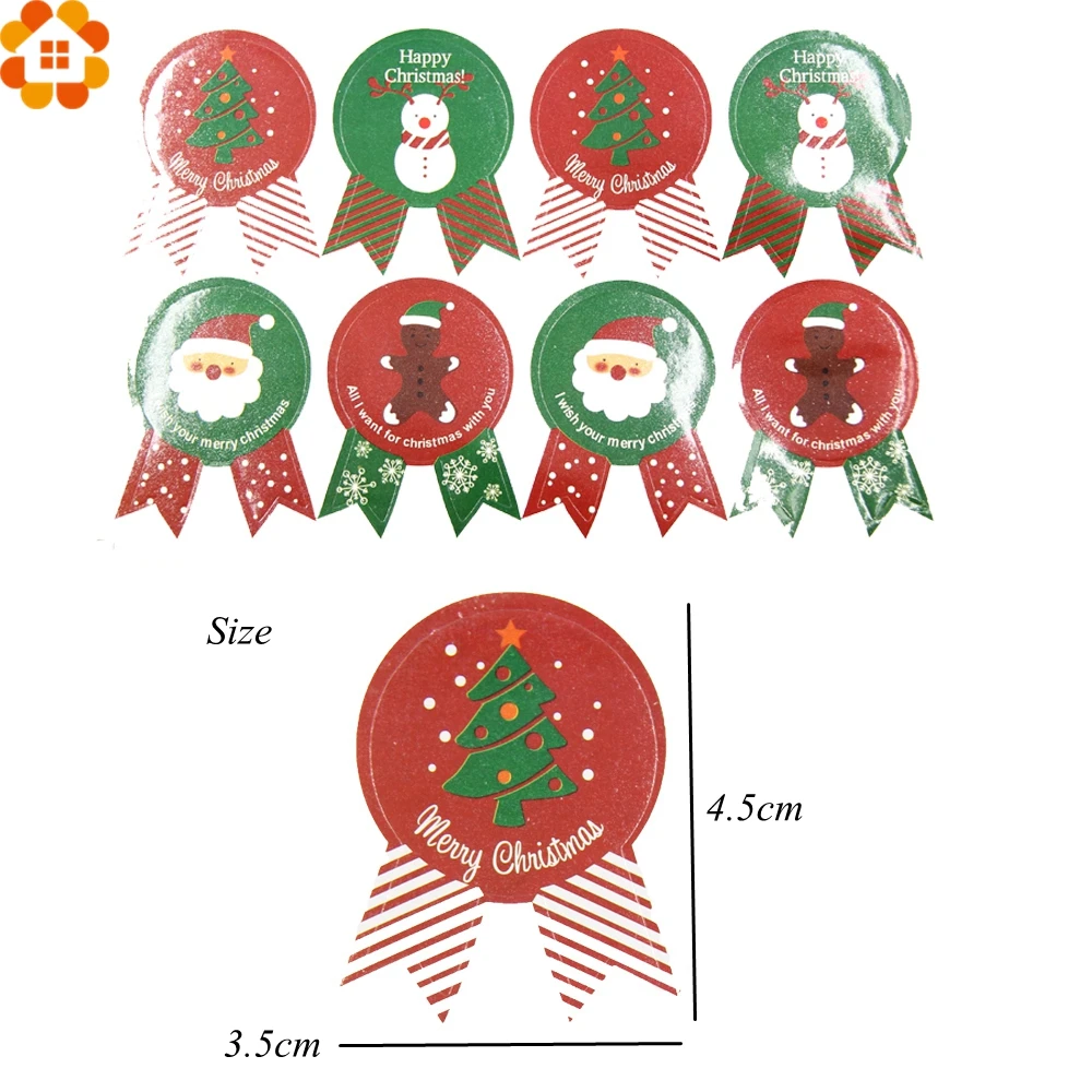 80 шт рождественские наклейки Санта Клаус и деревья бумажный мешок печенье