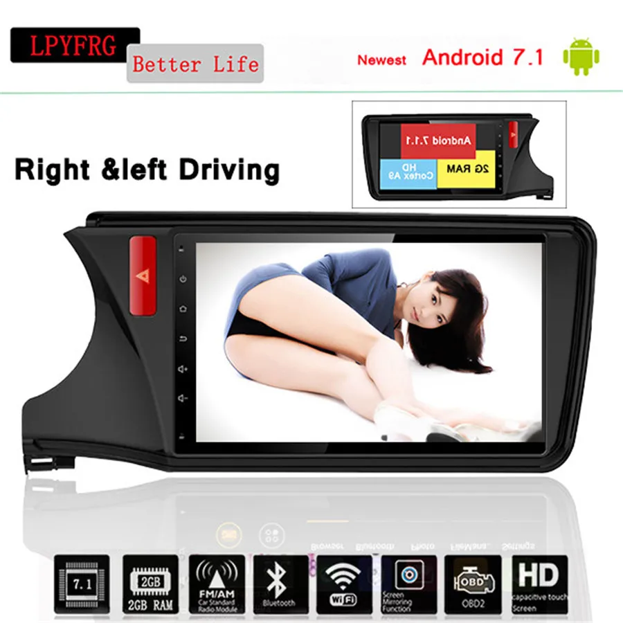2din 10.1&quot RAM 4GB android 10 Fit HONDA CITY 2014 2016 2015 2017 Manual Auto A/C RHD &amp Left Car DVD Player Navigation GPS Radio |