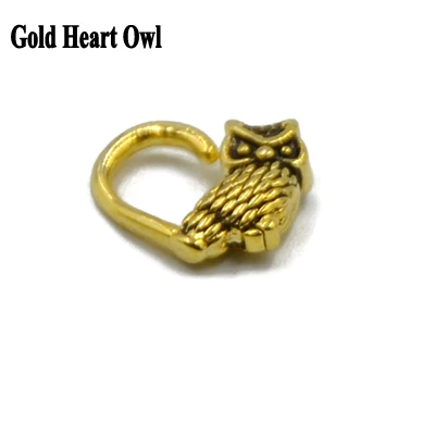 Gold Owl 1 шт Сердце Кошка Сова полумесяц Jaguar форма бесшовное кольцо сгибаемое Daith сердце ухо Trague серьги, Надеваемые На Ушной Хрящ Пирсинг ювелирные изделия 16 г - Окраска металла: Gold Owl