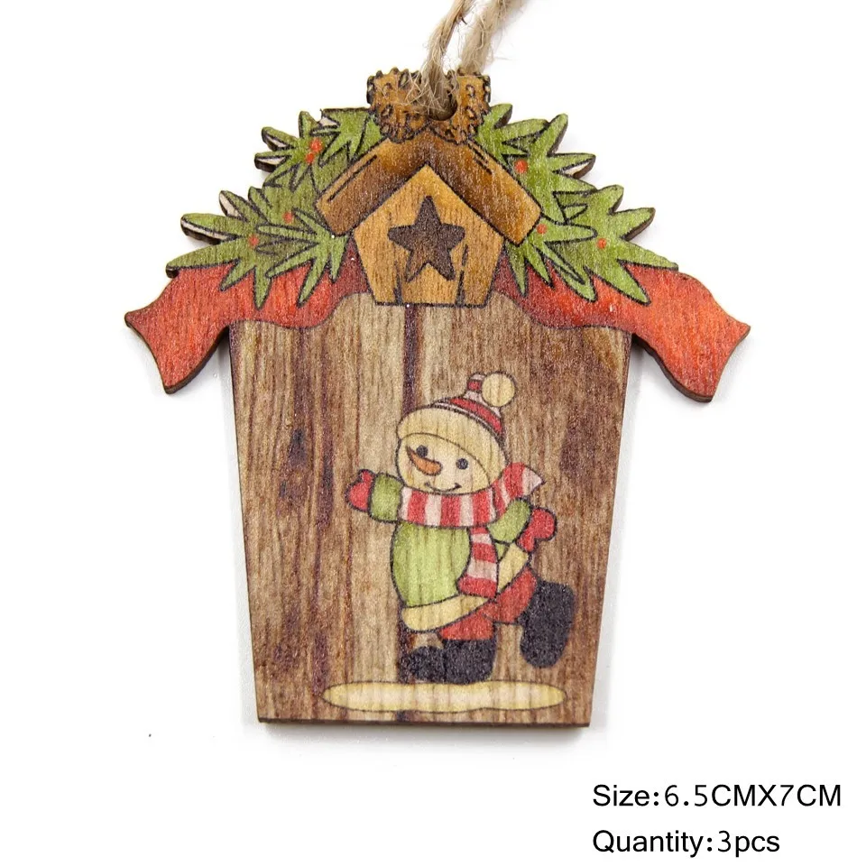 3PCS-Type A-snowman1 3 шт мульти креативный дом Рождественские Деревянные Подвески Рождественская елка украшения дома Рождественская вечеринка украшения DIY деревянные поделки подарок - Цвет: 3PCS-Type A-snowman1