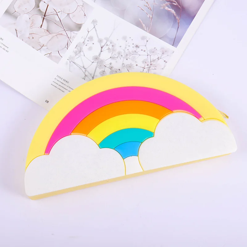 Kawaii, большой мультяшный силиконовый кошелек для монет, Радужный держатель для наушников, сумка, Портативная сумка для хранения, кошельки на молнии, подарки для детей, для мальчиков и девочек - Цвет: Цвет: желтый