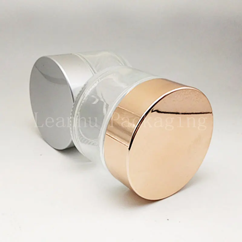 

100G X 6 Empty Transparent Cosmetic Cream Glass Container , Skin Care Cream Glass Jar With Aluminum Screw Cap ,Glass Bottle Pot