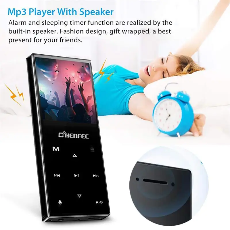 MP3-плеер Bluetooth 4,2, металлическая сенсорная кнопка, музыкальный плеер, 8 ГБ/16 ГБ/32 ГБ/40 ГБ, встроенный динамик с FM, расширяемая карта TF 128 ГБ