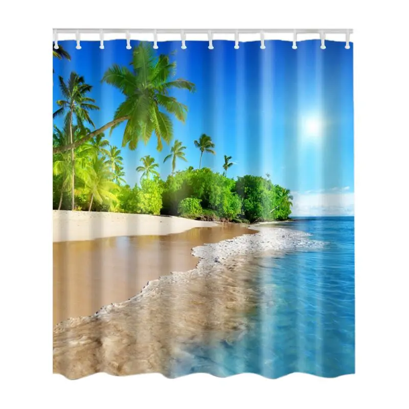 

Blue Ocean Seaside Scenery/ Sunset / Waves / Lakeview SPA Waterproof Shower Curtain Bathroom Decor
