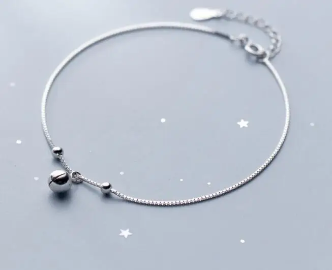 Thin &Slim Authentic REAL. 925 Sterling Silver Fine Jewelry Polished Lucky Ball & Jinjle Bell Anklet Bracelet for Child GTLS818