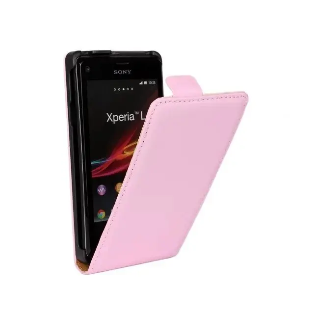 Деловой кожаный чехол для sony Xperia L S36h C2104 C2105, кожаный чехол с настоящей магнитной пряжкой, Вертикальный чехол для мобильного телефона, чехол s - Цвет: Pink