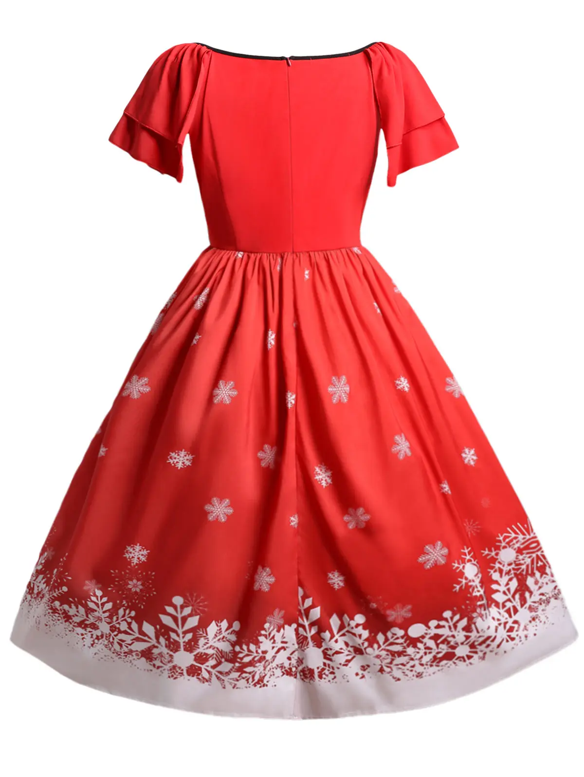 Wipalo Christmas Plus Size Santa Claus Print Dress Women Vintage Party Fall Spring Square Collar Short Sleeve Vestidos 5XL | Женская
