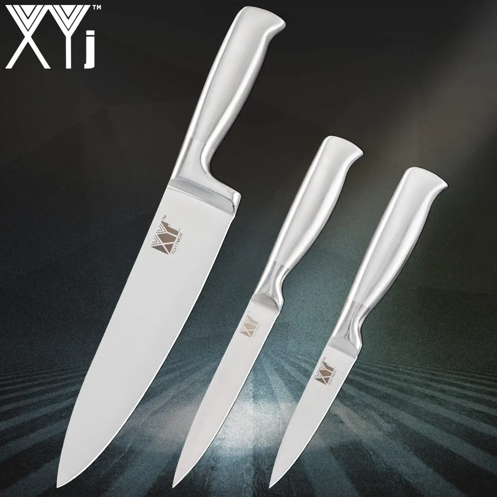 F. 3 Pcs Set XYj кухонные ножи из нержавеющей стали эргономичный дизайн кухонный нож 7cr17 качество лезвия 3," 5" " 8" " 8" дюймов нож - Цвет: F. 3 Pcs Set