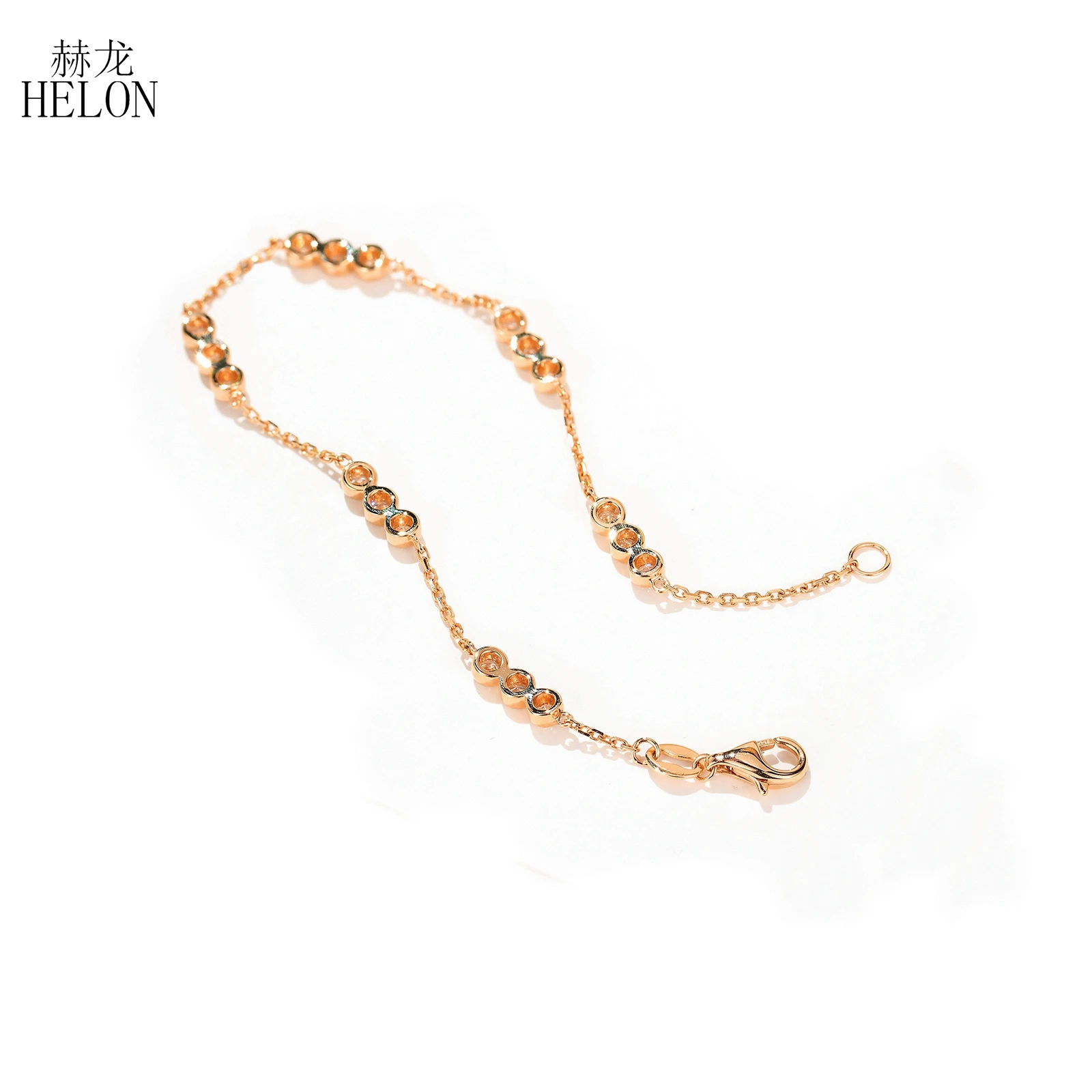 HELON Solid 18 K(AU750) розовое золото SI/H 0.6ct натуральные бриллианты браслет для женщин кольцо обручальное в виде цепи браслет модные ювелирные изделия