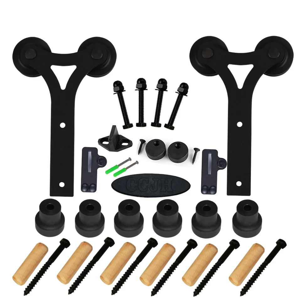 7.5FT Античном Стиле Трек Ролик Древесины Раздвижные Одного Сарай Дверной