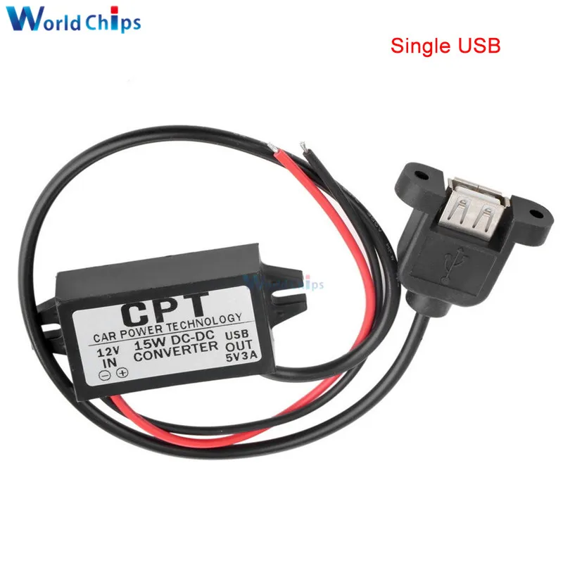 Single USB A Port 12 В до 5 В 3 А 15 Вт DC-DC понижающий преобразователь модуль питания для автомобиля Мужской Женский USB адаптер мини USB Micro USB адаптер - Цвет: Single USB A Port