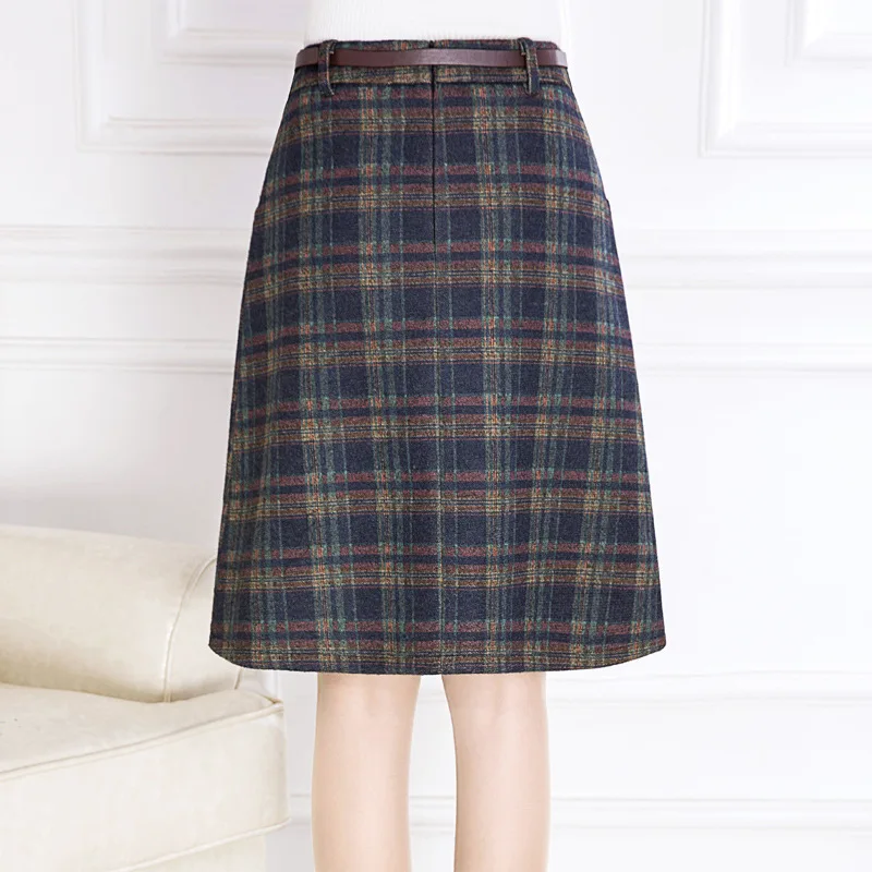 Женские юбки 2017 Весна осень шерстяная Повседневная узкая юбка трапециевидная
