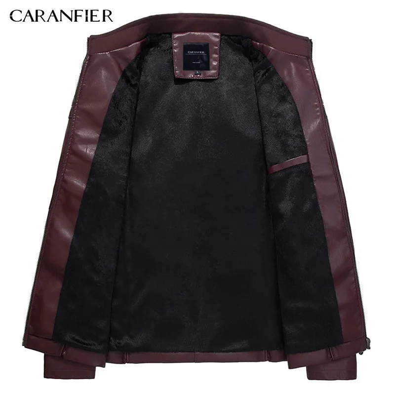 CARANFIER 2017 модная зимняя кожаная куртка Мужская высококачественная повседневная