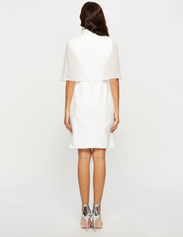 Женское офисное платье белое в индивидуальном стиле черно-белое для работы SP-012