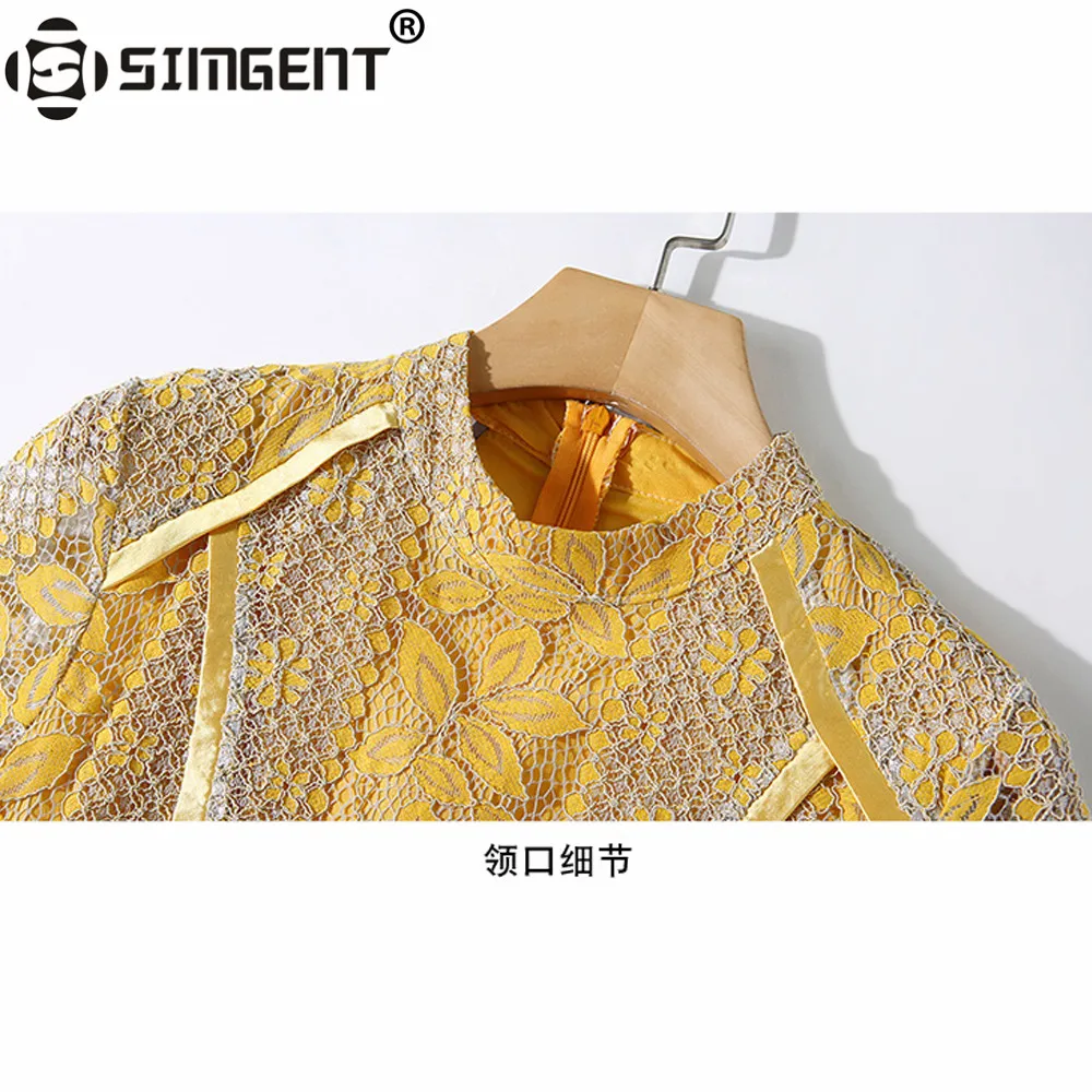 Simgent, длинное кружевное платье, женское, летнее, винтажное, короткий рукав, выдалбливают, в стиле пэчворк, элегантное, для вечеринок, платья, халат, Longue, SG9552