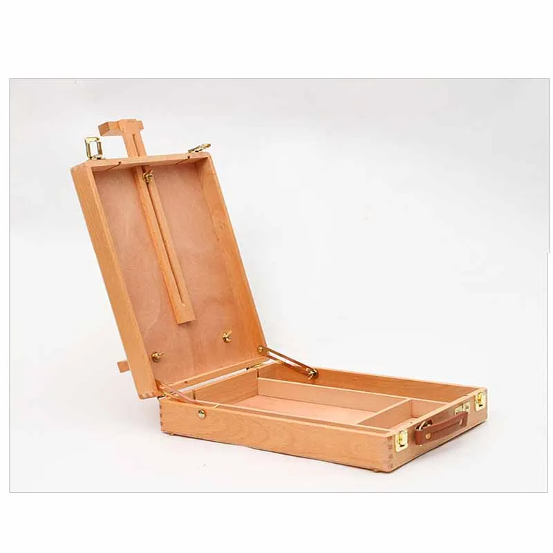 

Desktop portable red enamel wooden oil painting box easel wooden folding watercolor easel multi-purpose painting box art supplie